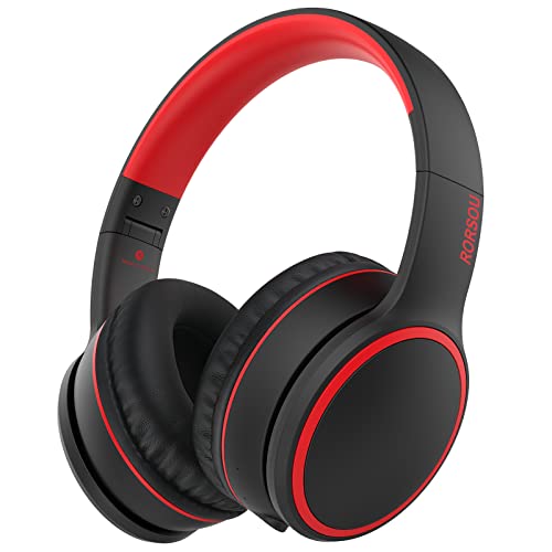 RORSOU B10 Bluetooth Headphones Over Ear, 2 EQ Music Modes(Normal/Bass) and 50H Playtime Wireless Headphones with Mic, Lightweight Folding HiFi Stereo Headset for iPad/Travel/Tablet/PC/Home (Black)
